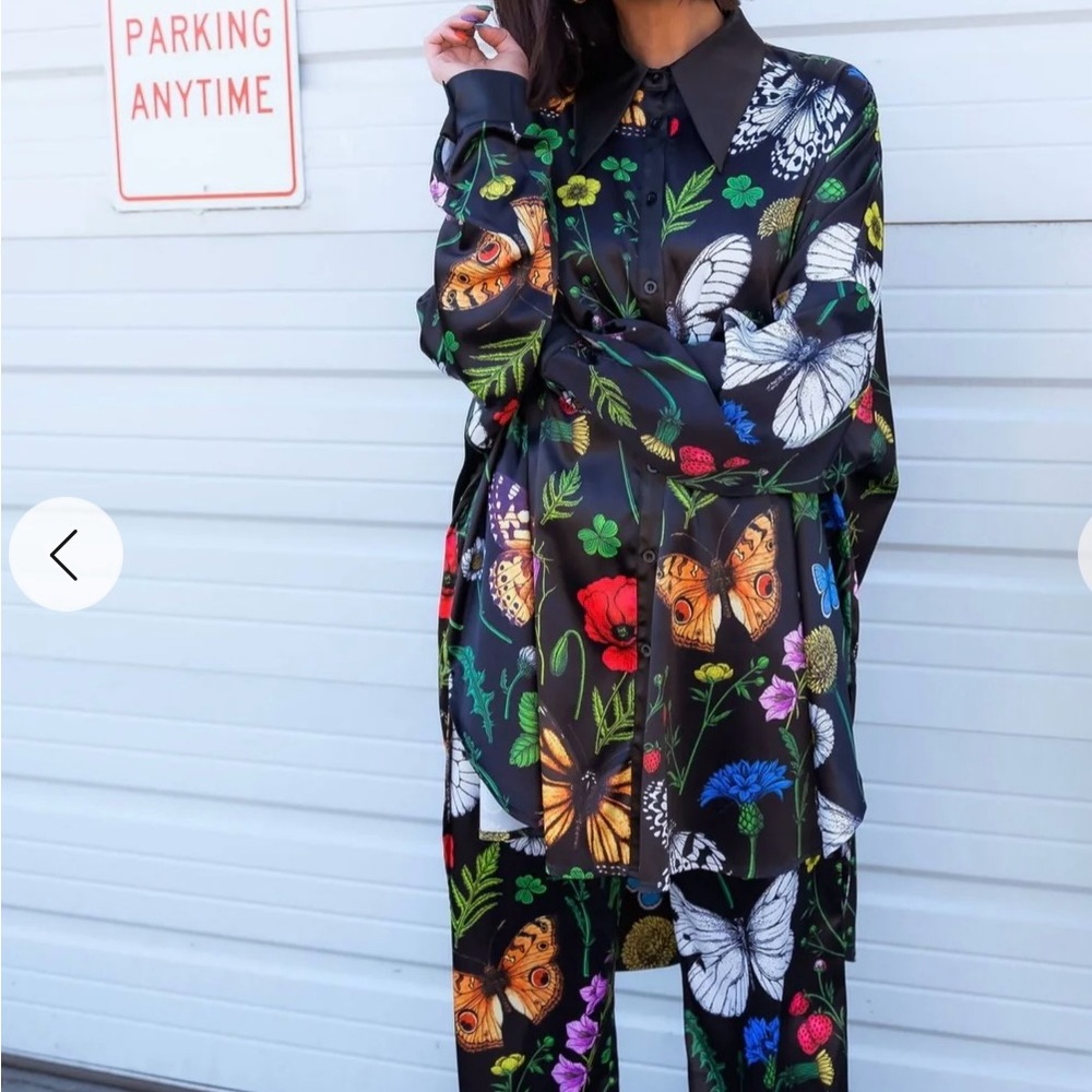 Dressed in Lala Satin Butterfly Pantsuit Set